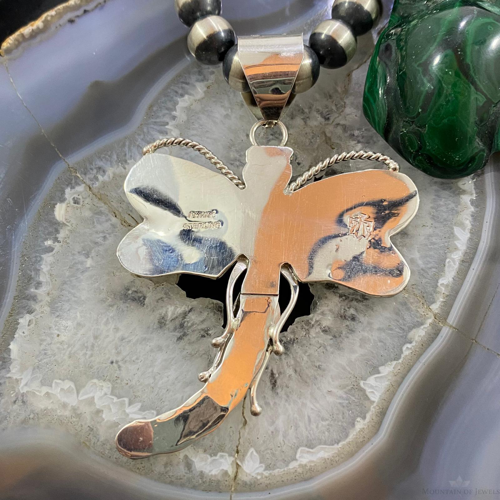 Alonzo Mariano Native American Sterling Kingman Turquoise Dragonfly Pendant - Mountain of Jewels