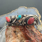 Delbert Secatero Apple Coral, Turquoise & Coral Sterling Silver Tapered Cuff - Mountain Of Jewels