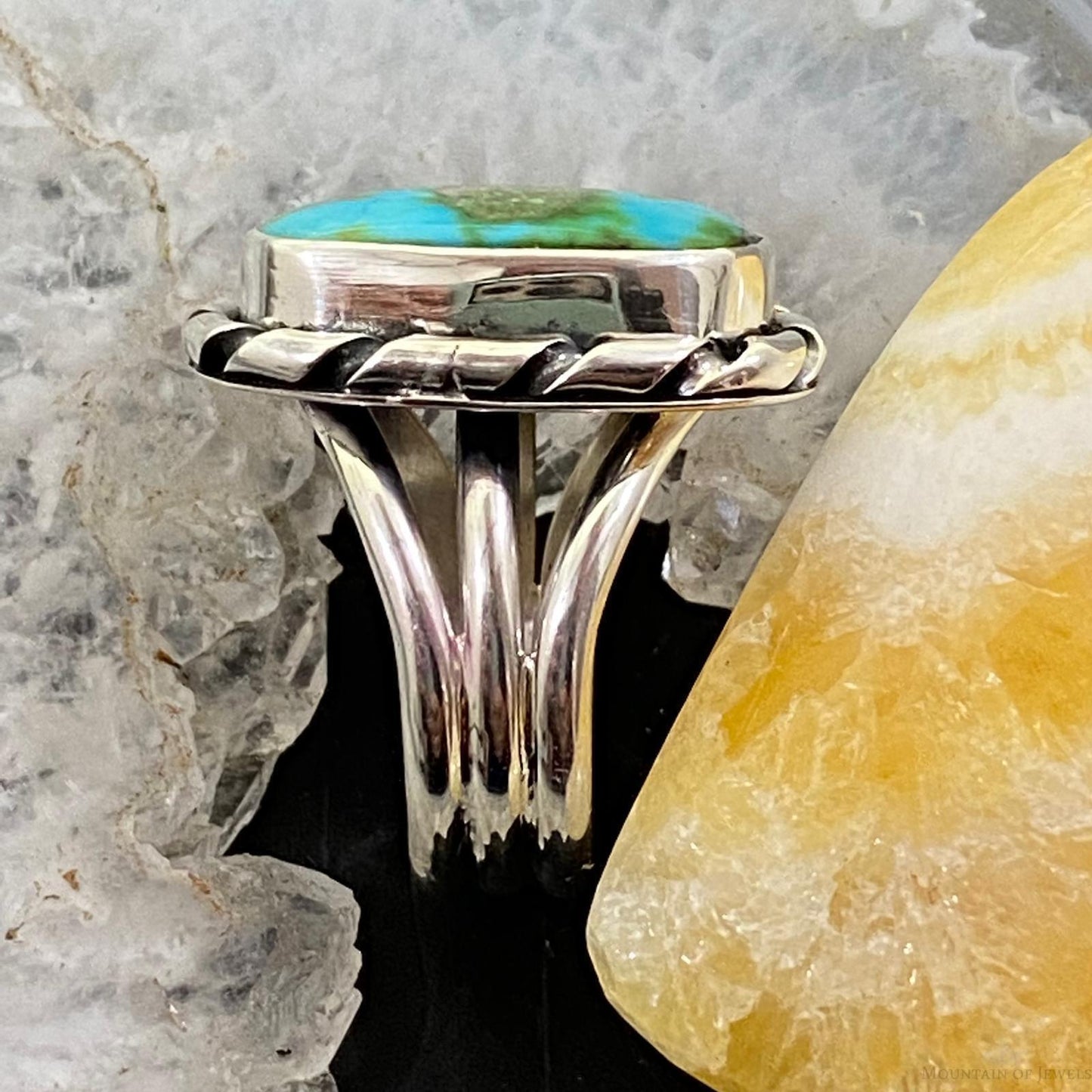 Native American Sterling Silver Turquoise Ring Size 7 For Women - Mountain Of Jewels