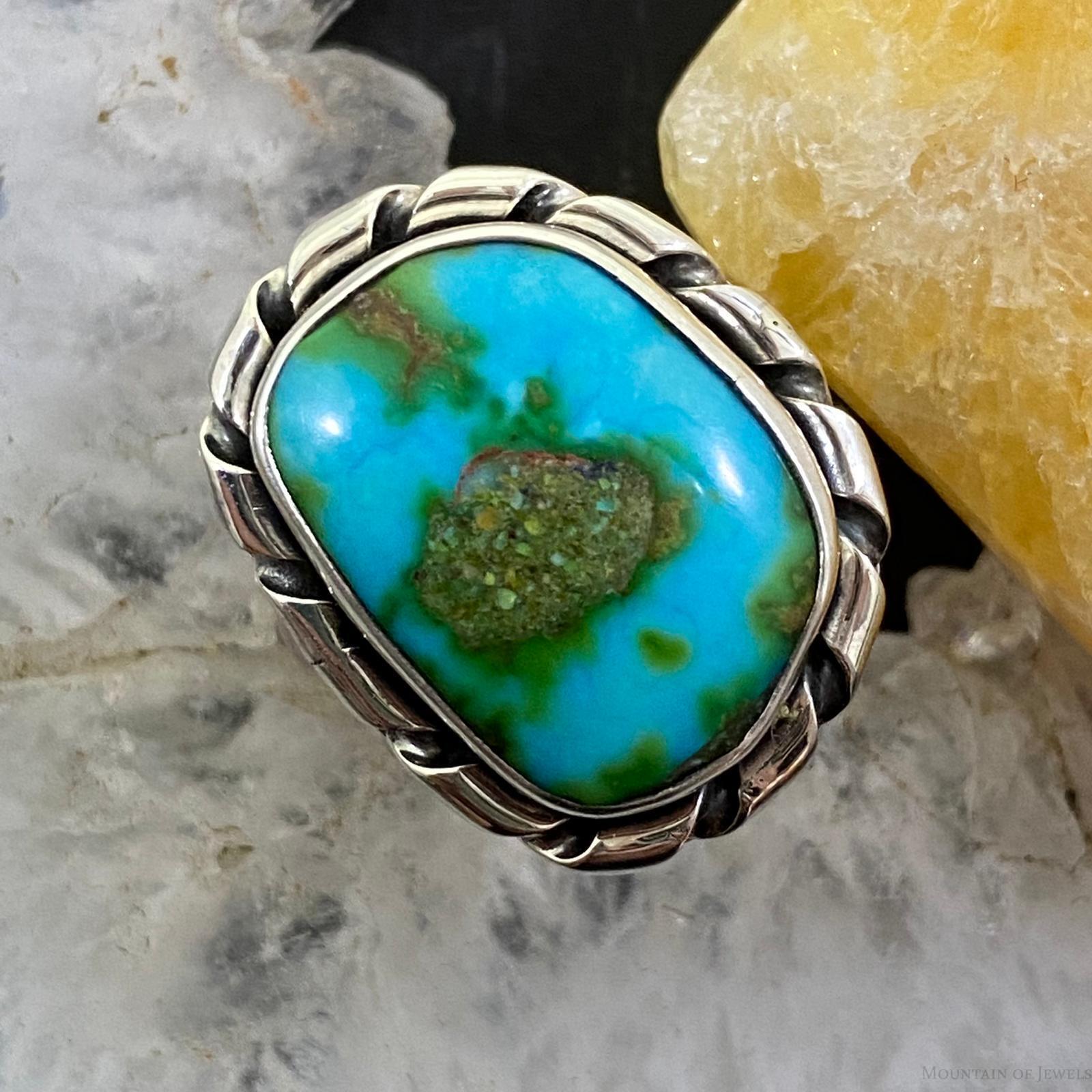 Native American Sterling Silver Turquoise Ring Size 7 For Women - Mountain Of Jewels