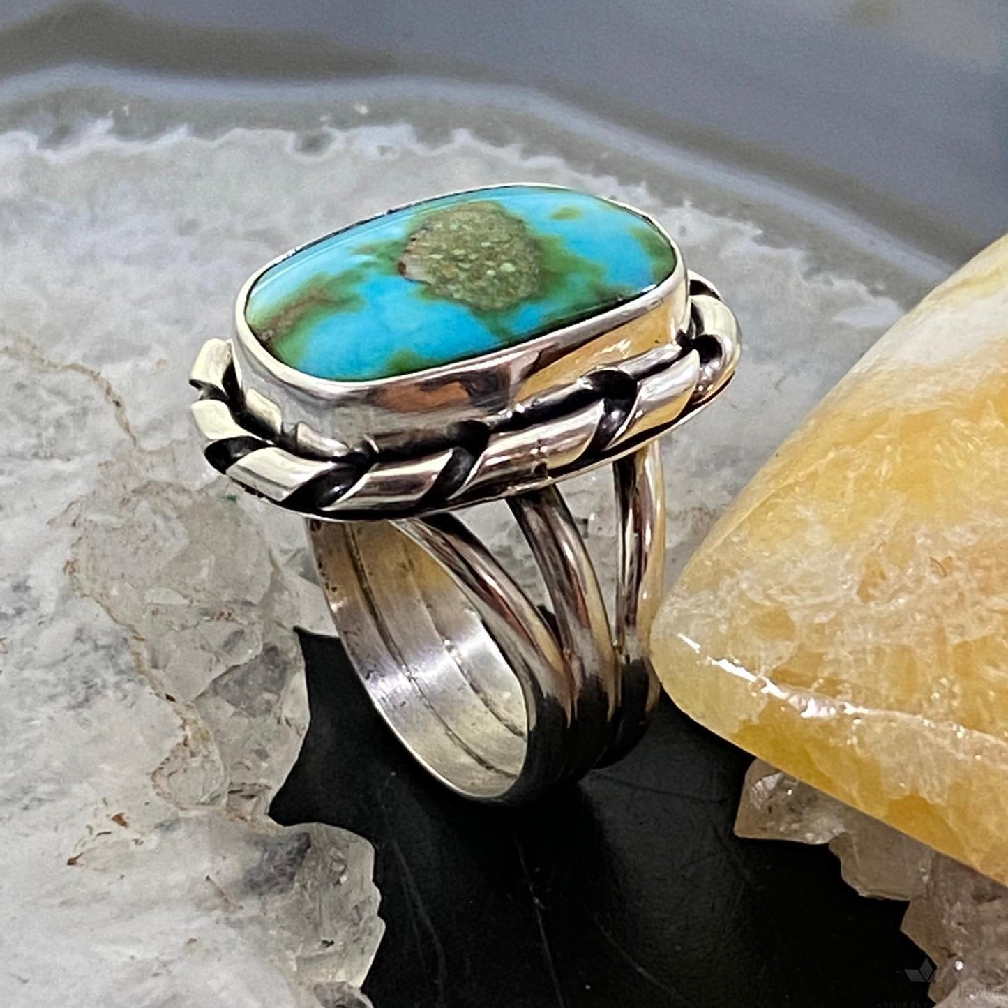 Native American Sterling Silver Turquoise Ring Size 7 For Women - Mountain Of Jewels