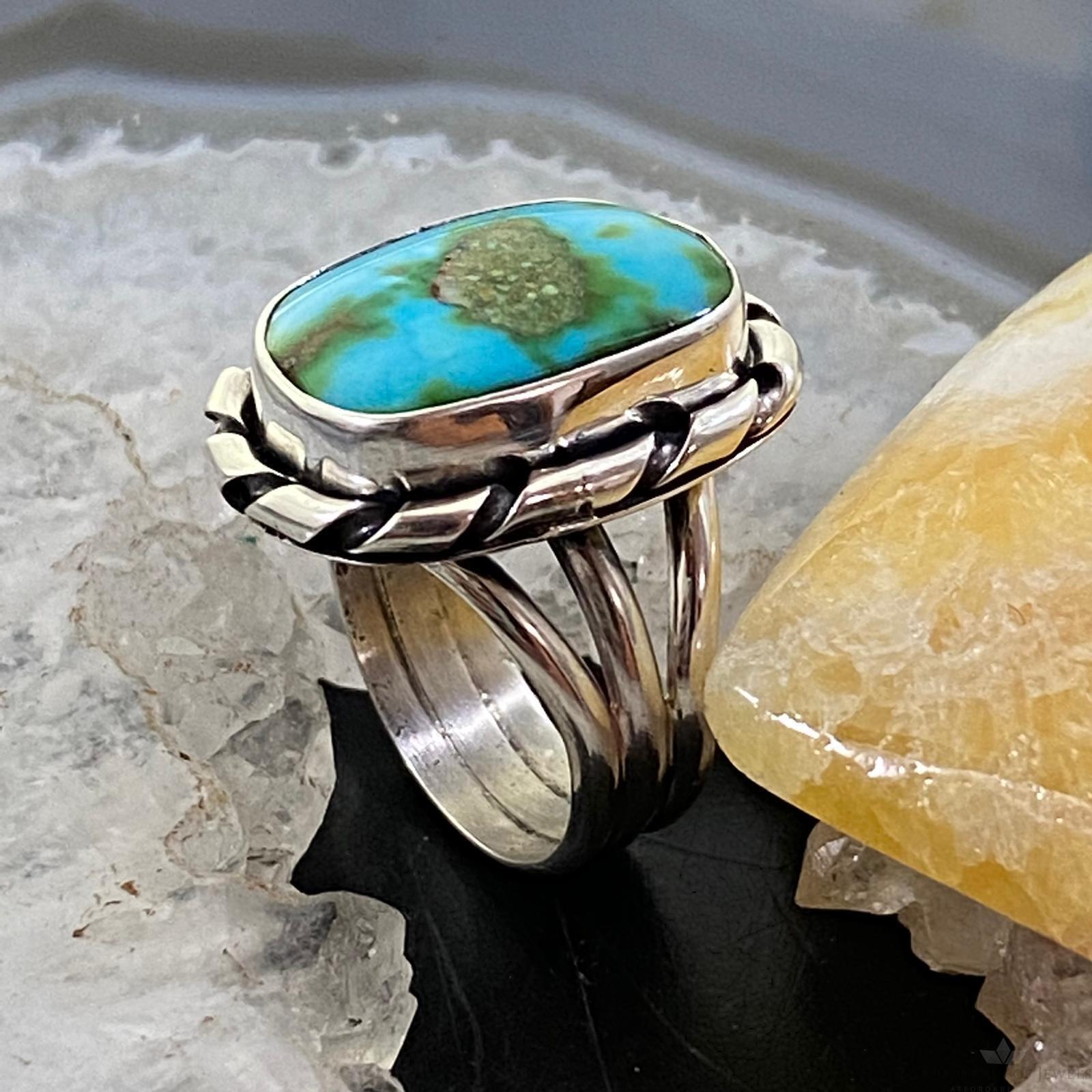 Native American Sterling Silver Turquoise Ring Size 7 For Women - Mountain Of Jewels