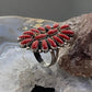 P. Jones Native American Sterling Silver Coral Cluster Ring Sz 8.5 and 8.75 - Mountain Of Jewels