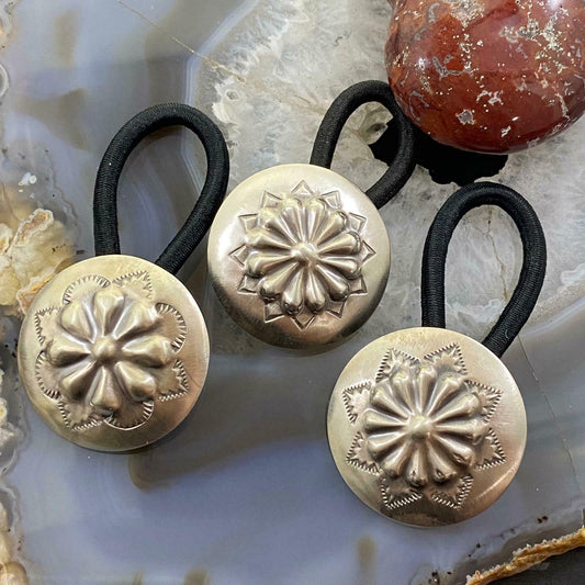 Sterling Silver Floral Stamped and Repousse Variation of Hair Tie For Women - Mountain Of Jewels