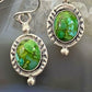 Sterling Silver Oval Sonora Gold Turquoise Tiny Dangle Earrings For Women - Mountain Of Jewels