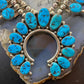 Vintage Signed Native American Rough Turquoise Sterling Silver Squash Blossom - Mountain Of Jewels