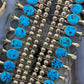 Vintage Signed Native American Rough Turquoise Sterling Silver Squash Blossom - Mountain Of Jewels