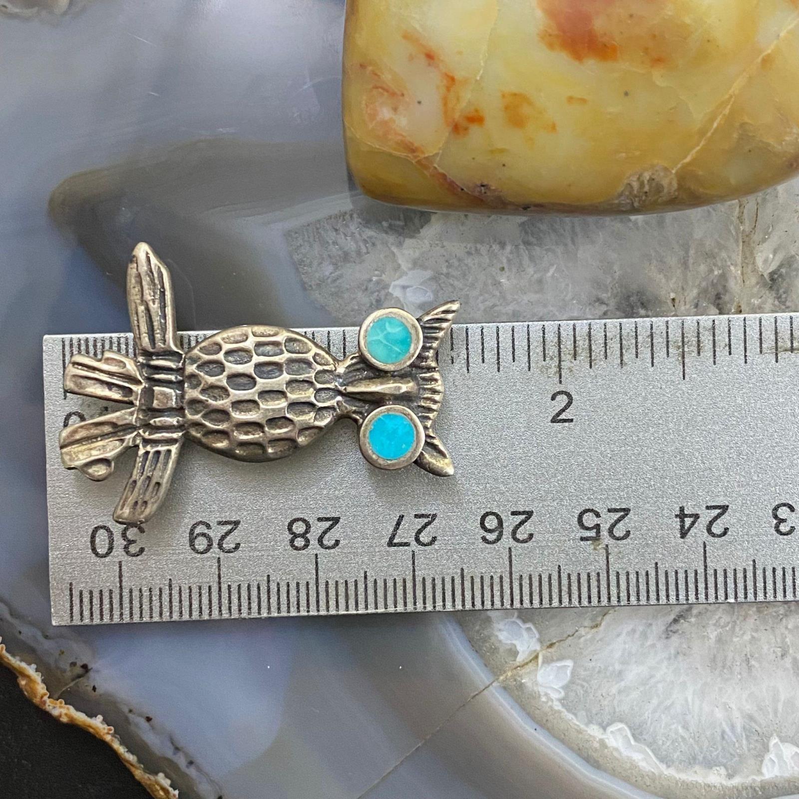 Vintage Silver Owl w/Turquoise Unisex Brooch - Mountain of Jewels